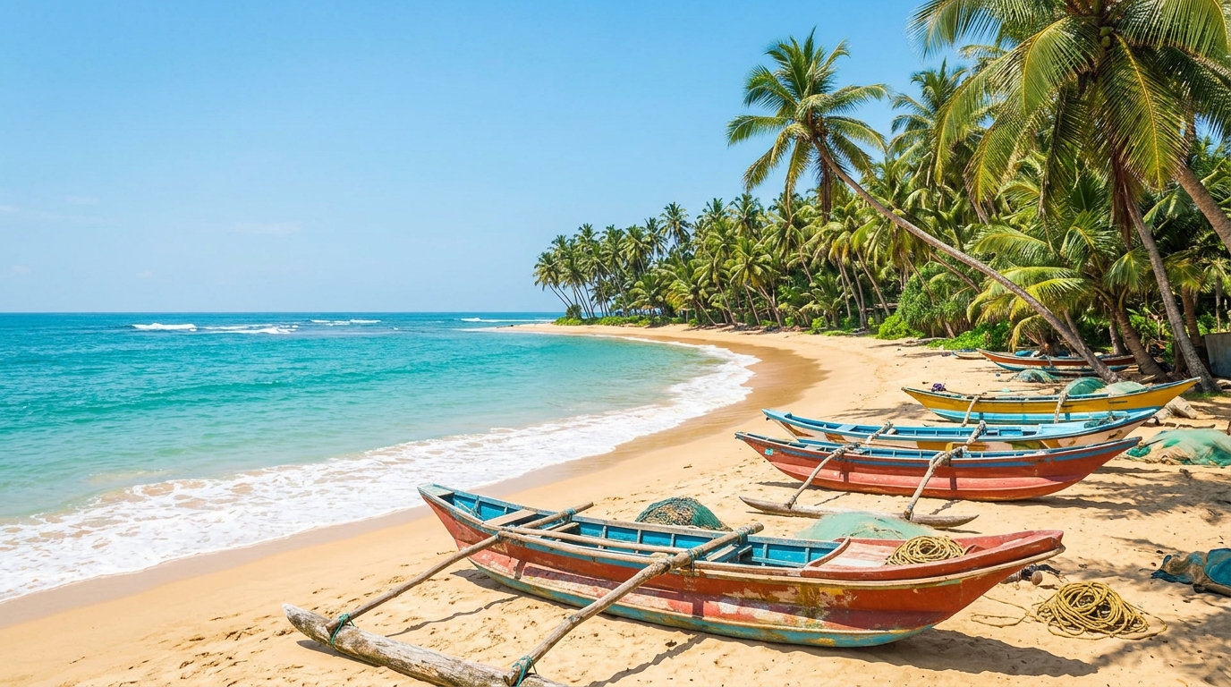 Tropical beach on Sri Lanka's south coast near Mirissa